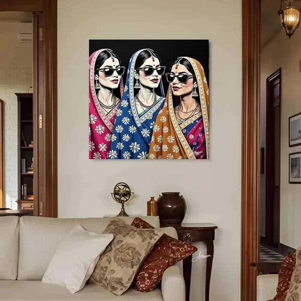 Woman_Traditional_Vibrant_Indian_Art_Canvas_Painting_For_Home_And_Offices