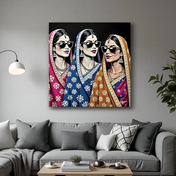 Woman_Traditional_Vibrant_Indian_Art_Canvas_Painting_For_Home_And_Offices