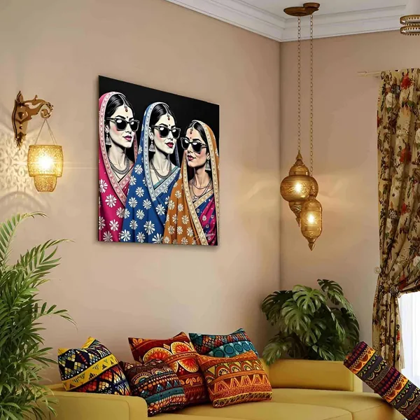 Woman_Traditional_Vibrant_Indian_Art_Canvas_Painting_For_Home_And_Offices