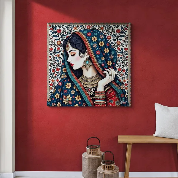 Madhubani_Mythical_Art_Indian_Woman_Traditional_Canvas_Painting_For_Home_And_Offices