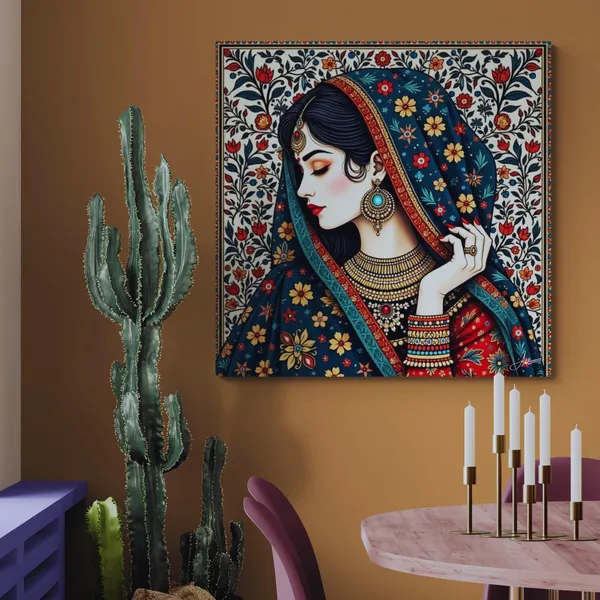 Madhubani_Mythical_Art_Indian_Woman_Traditional_Canvas_Painting_For_Home_And_Offices