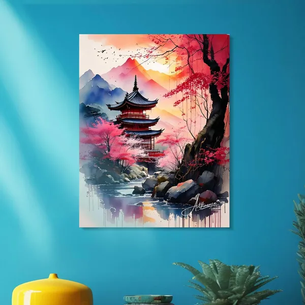 Oriental_Art_Japanese_Landscape_Cherry_Blossom_Canvas_Painting_For_Home_And_Offices