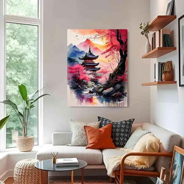 Oriental_Art_Japanese_Landscape_Cherry_Blossom_Canvas_Painting_For_Home_And_Offices