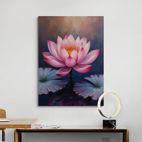 Lotus_Vastu_Bright_Pink_Floral_Paintings_Canvas_Painting_For_Home_And_Offices