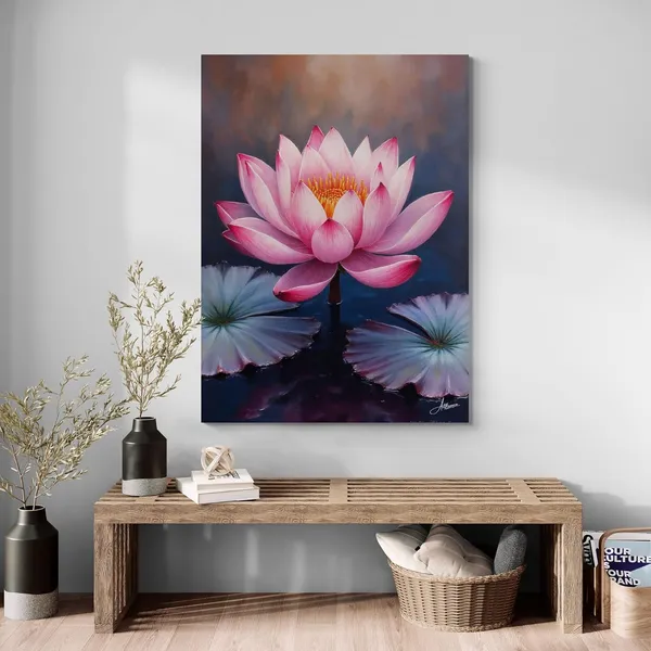 Lotus_Vastu_Bright_Pink_Floral_Paintings_Canvas_Painting_For_Home_And_Offices
