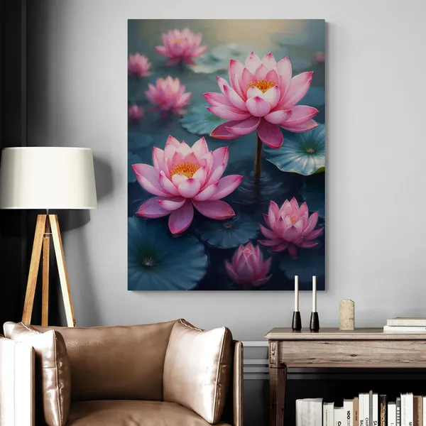 Lotus_Bright_Flowers_Vastu_Decor_Item_Canvas_Painting_For_Home_And_Offices