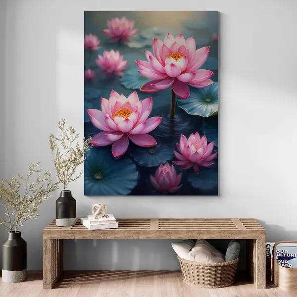 Lotus_Bright_Flowers_Vastu_Decor_Item_Canvas_Painting_For_Home_And_Offices