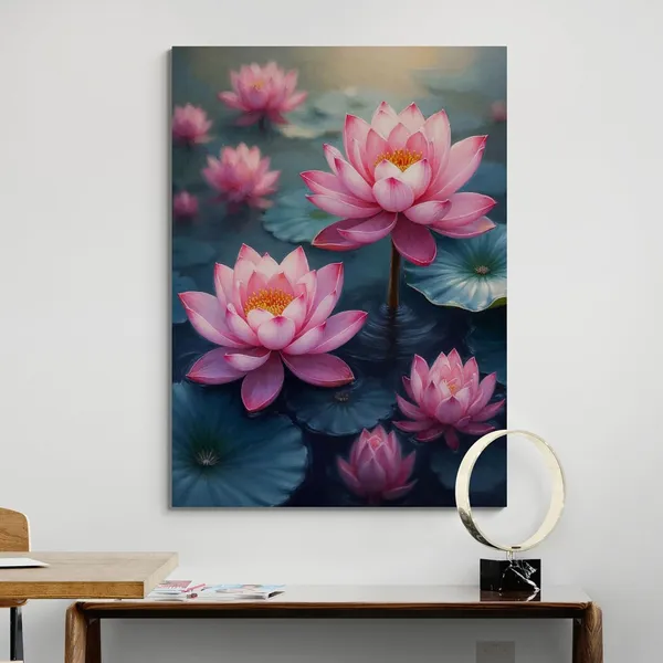 Lotus_Bright_Flowers_Vastu_Decor_Item_Canvas_Painting_For_Home_And_Offices
