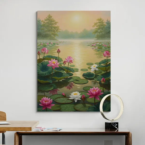 Lotus_Flowers_Vastu_Decor_Item_Floral_Canvas_Painting_For_Home_And_Offices