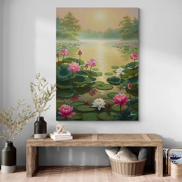 Lotus_Flowers_Vastu_Decor_Item_Floral_Canvas_Painting_For_Home_And_Offices