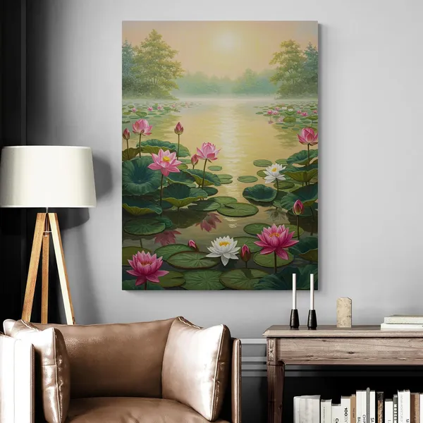 Lotus_Flowers_Vastu_Decor_Item_Floral_Canvas_Painting_For_Home_And_Offices