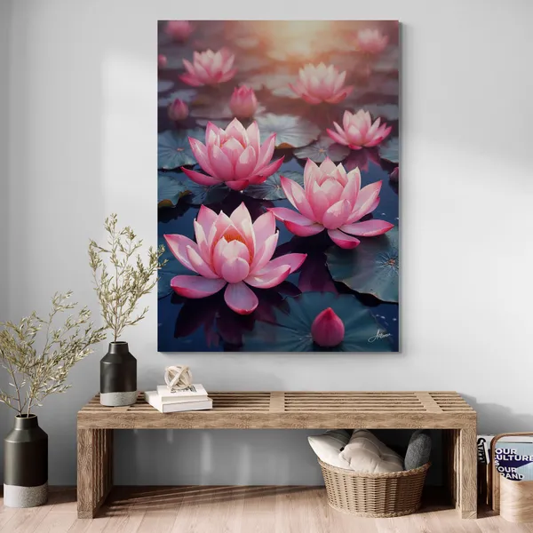 Lotus_Flowers_Vastu_Bright_Shabby_Chic_Canvas_Painting_For_Home_And_Offices