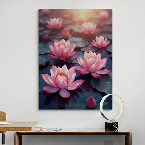 Lotus_Flowers_Vastu_Bright_Shabby_Chic_Canvas_Painting_For_Home_And_Offices