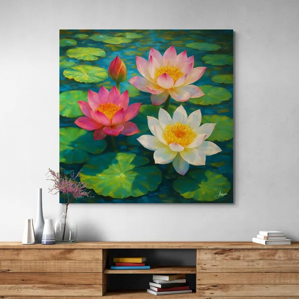 Lotus_Vastu_Bright_Shabby_Chic_Decor_Canvas_Painting_For_Home_And_Offices