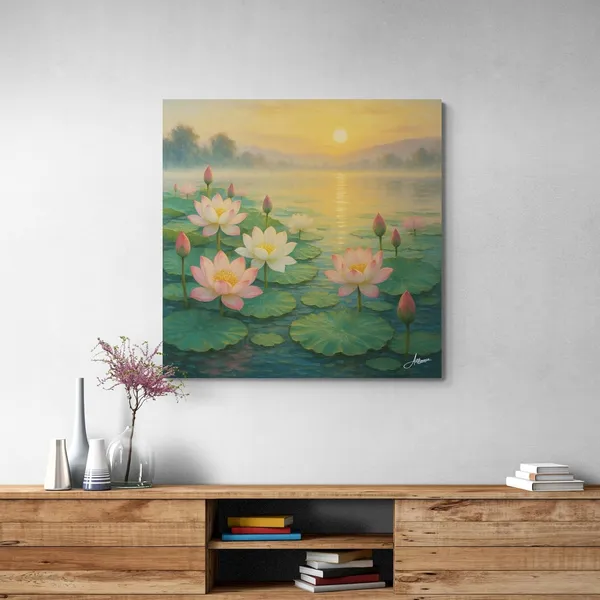 Lotus_Vastu_Bright_Shabby_Chic_Sunset_Canvas_Painting_For_Home_And_Offices