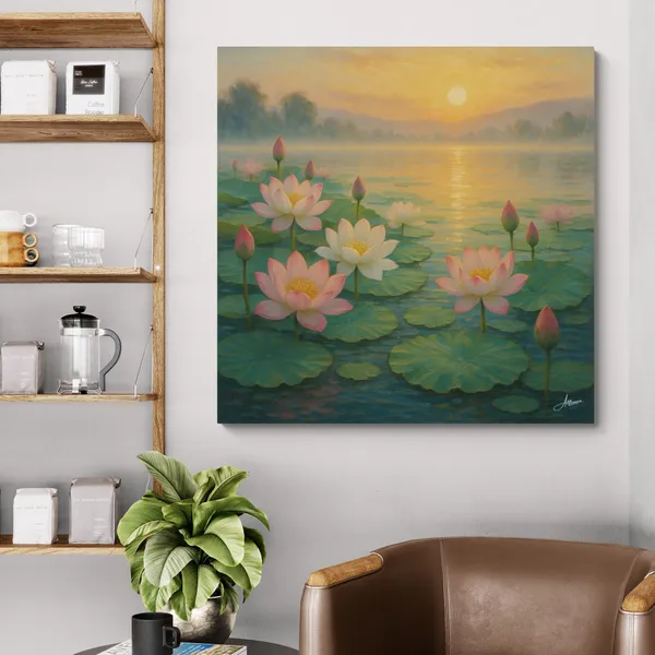 Lotus_Vastu_Bright_Shabby_Chic_Sunset_Canvas_Painting_For_Home_And_Offices