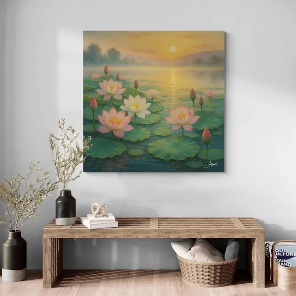 Lotus_Vastu_Bright_Shabby_Chic_Sunset_Canvas_Painting_For_Home_And_Offices
