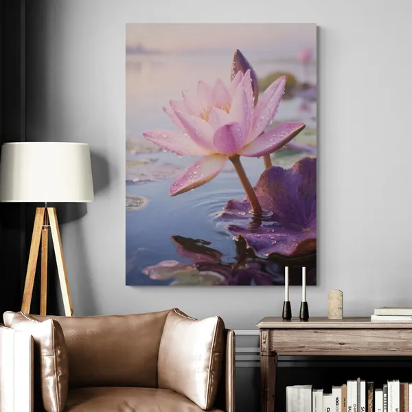 Lotus_Vastu_Bright_Shabby_Chic_Dew_Canvas_Painting_For_Home_And_Offices