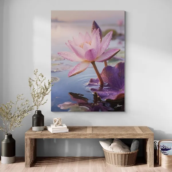 Lotus_Vastu_Bright_Shabby_Chic_Dew_Canvas_Painting_For_Home_And_Offices