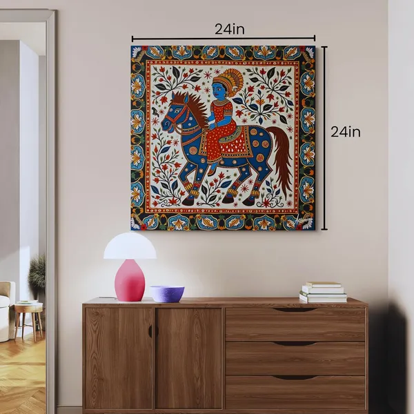 Mythical_Woman_Horse_Madhubani_Art_Indian_Canvas_Painting_For_Home_And_Offices