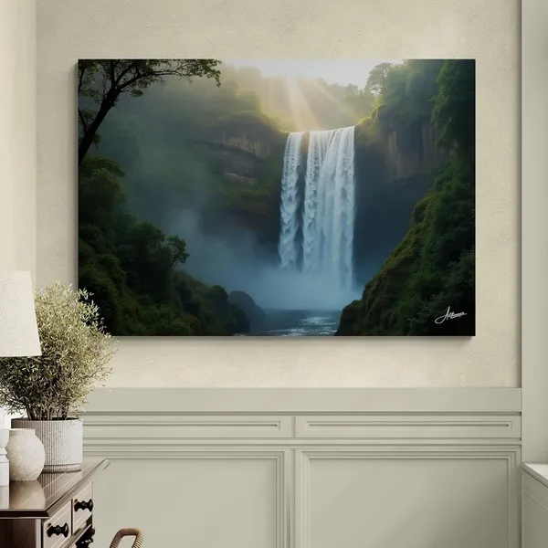Waterfall_Vastu_Nature_Landscape_Scenery_Art_Canvas_Painting_For_Home_And_Offices