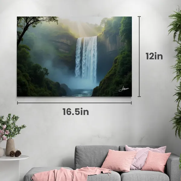 Waterfall_Vastu_Nature_Landscape_Scenery_Art_Canvas_Painting_For_Home_And_Offices