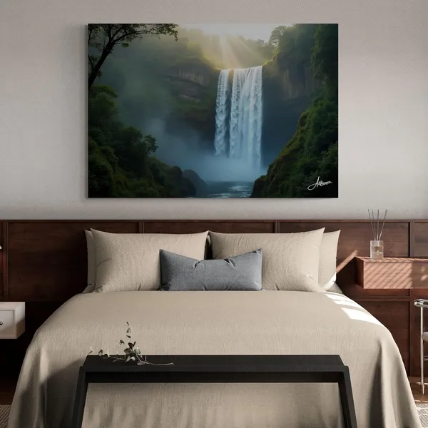 Waterfall_Vastu_Nature_Landscape_Scenery_Art_Canvas_Painting_For_Home_And_Offices