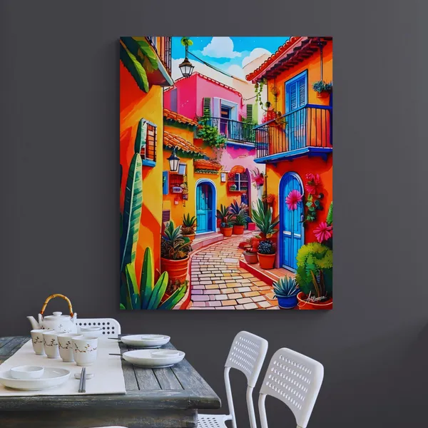 Europe_Mediterranean_Aesthetic_Street_Hallway_Decor_Canvas_Painting_For_Home_And_Offices
