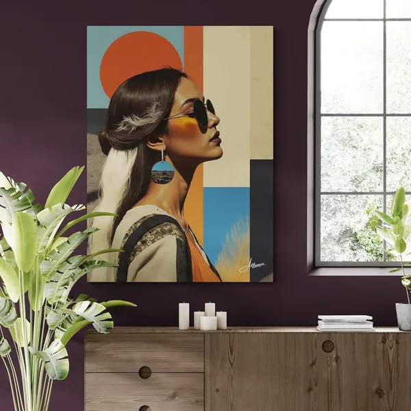 Woman_Medium_Size_Sunglasses_Earrings_Modern_Canvas_Painting_For_Home_And_Offices