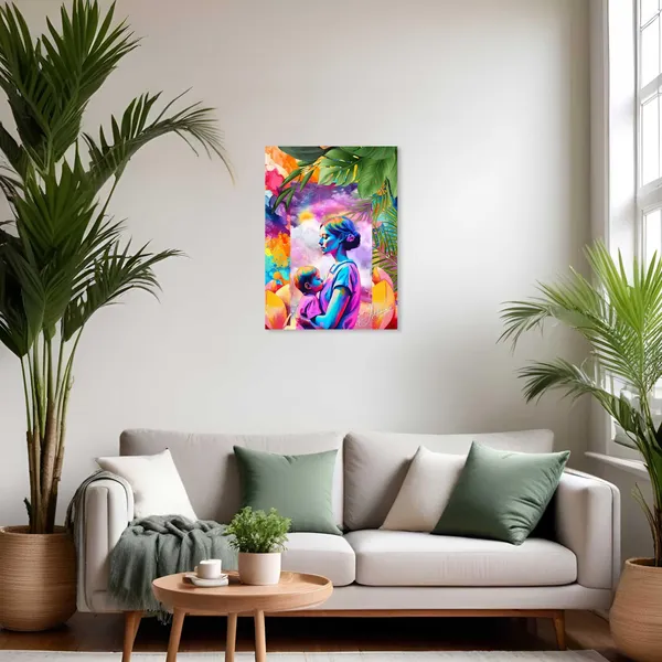 Abstract_Modern_Art_Mother_Embrace_Wrapped_Canvas_Painting_For_Home_And_Offices