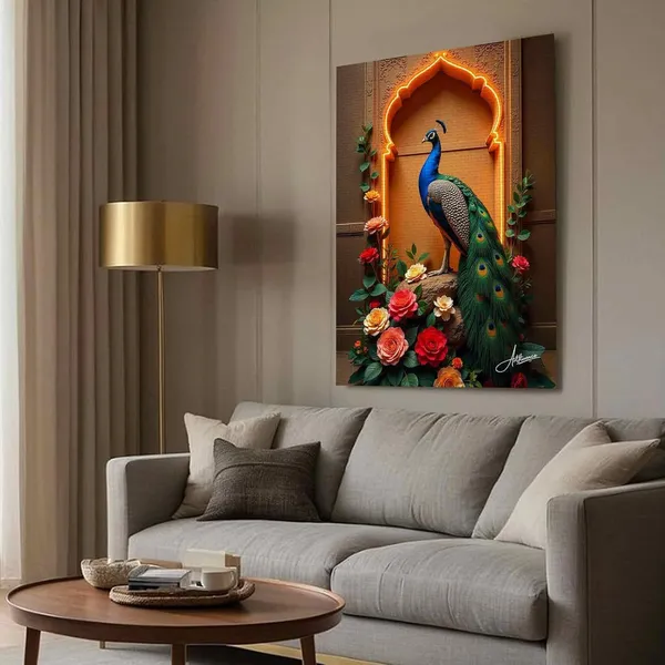 Peacock_Vastu_Floral_Decor_Hallway_Canvas_Painting_For_Home_And_Offices