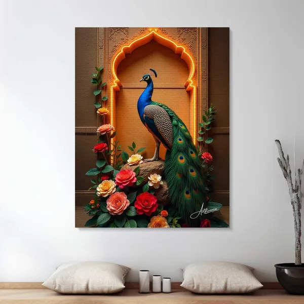 Peacock_Vastu_Floral_Decor_Hallway_Canvas_Painting_For_Home_And_Offices
