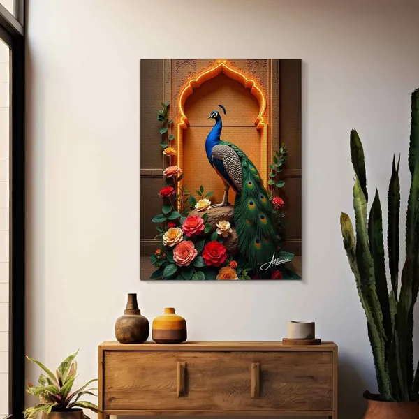 Peacock_Vastu_Floral_Decor_Hallway_Canvas_Painting_For_Home_And_Offices