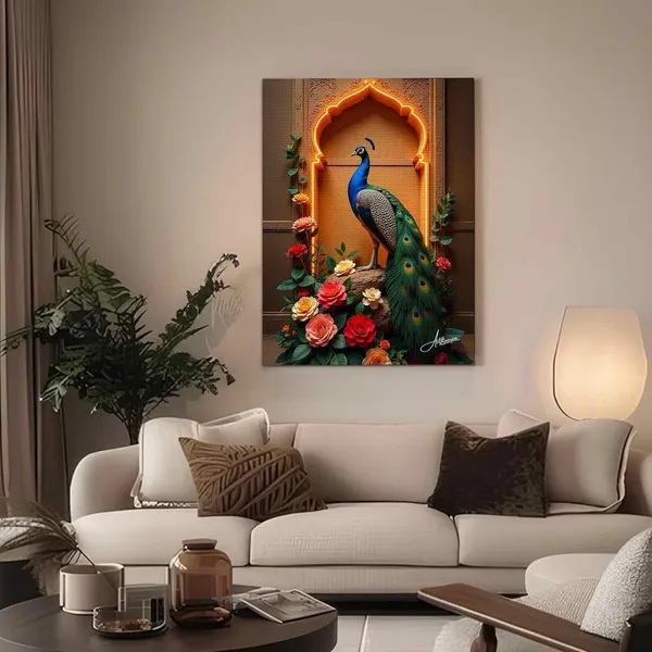 Peacock_Vastu_Floral_Decor_Hallway_Canvas_Painting_For_Home_And_Offices