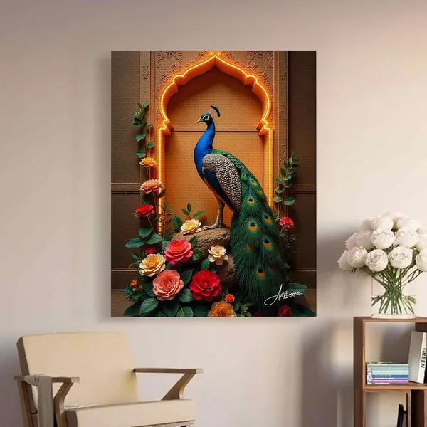 Peacock_Vastu_Floral_Decor_Hallway_Canvas_Painting_For_Home_And_Offices