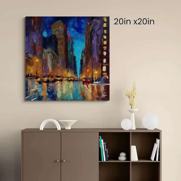 New_York_Cityscape_Night_Lights_Eclectic_Canvas_Painting_For_Home_And_Offices