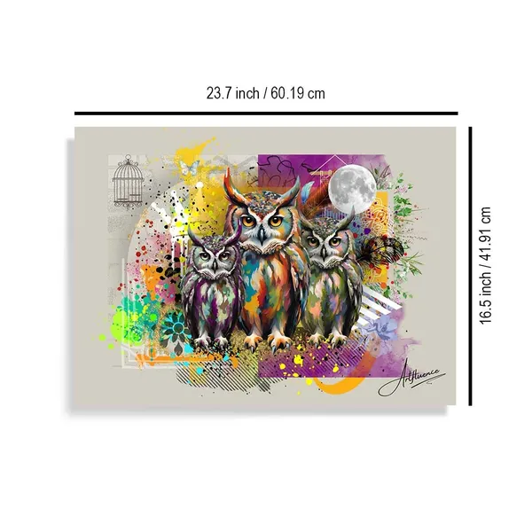 Abstract_Owl_Modern_Art_Nocturnalfamily_Wrapped_Canvas_Painting_For_Home_And_Offices
