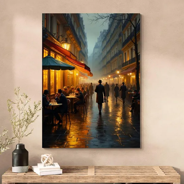 Paris_Street_Rainy_Cafe_Scene_Canvas_Painting_For_Home_And_Offices