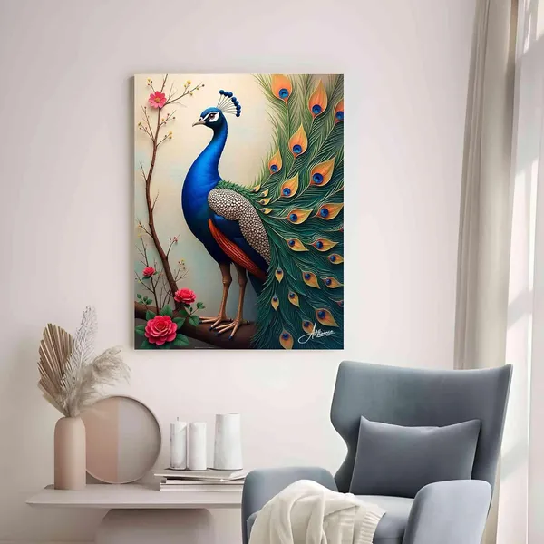 Peacock_Vastu_Open_Feather_Floral_Canvas_Painting_For_Home_And_Offices