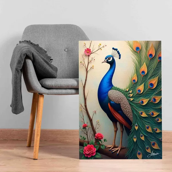Peacock_Vastu_Open_Feather_Floral_Canvas_Painting_For_Home_And_Offices