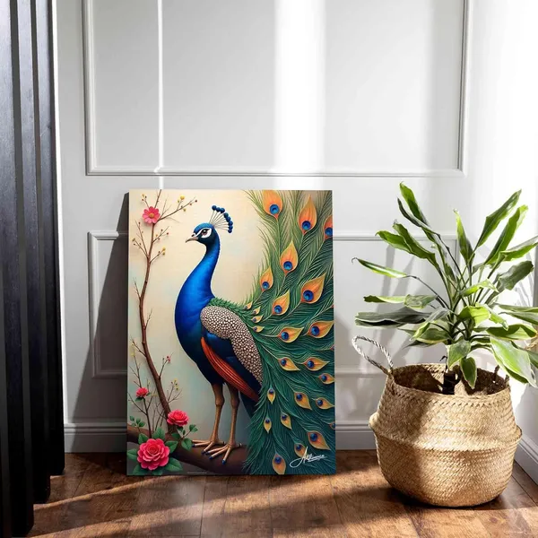 Peacock_Vastu_Open_Feather_Floral_Canvas_Painting_For_Home_And_Offices