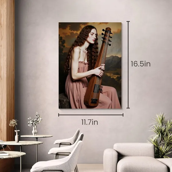 Woman_Playing_Music_Instrument_Aesthetic_Nature_Canvas_Painting_For_Home_And_Offices