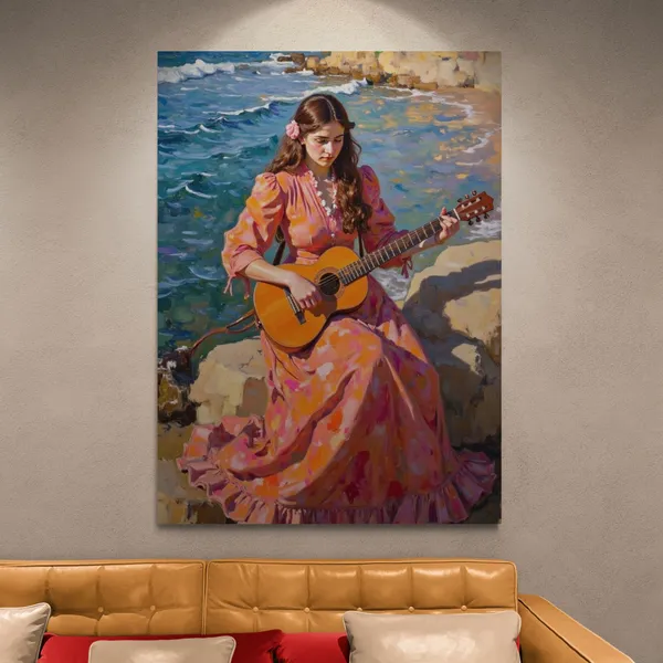 Woman_Playing_Guitar_Nature_Paintings_Peaceful_Canvas_Painting_For_Home_And_Offices