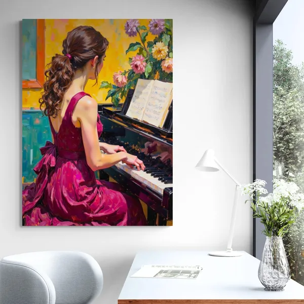 Woman_Pianist_Paintings_Botanical_Modern_Canvas_Painting_For_Home_And_Offices