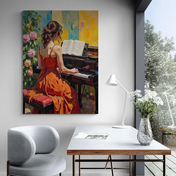 Woman_Pianist_Paintings_Floral_Corner_Botanical_Canvas_Painting_For_Home_And_Offices