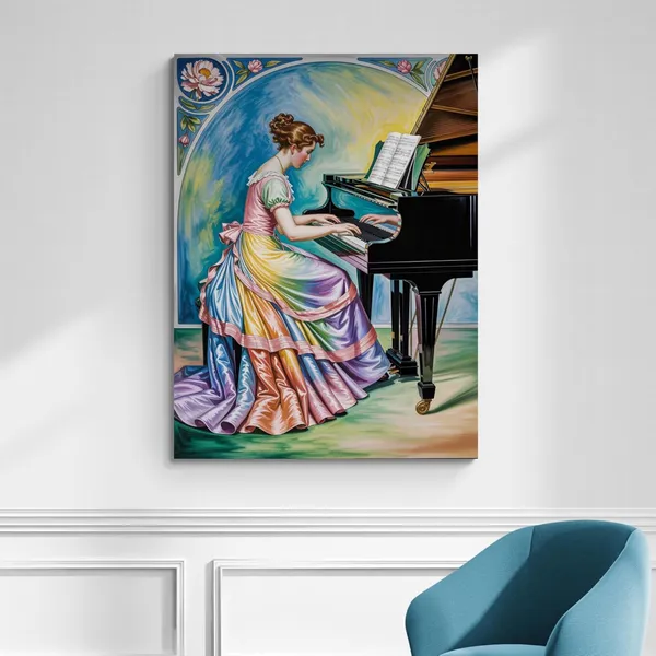 Woman_Playing_Piano_Floral_Corner_Modern_Canvas_Painting_For_Home_And_Offices