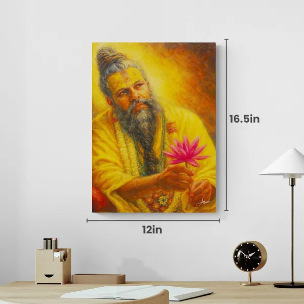 Premanand_Maharaj_Photo_Lotus_Flower_Temple_Canvas_Painting_For_Home_And_Offices