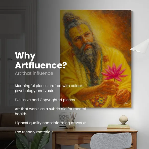 Premanand_Maharaj_Photo_Lotus_Flower_Temple_Canvas_Painting_For_Home_And_Offices