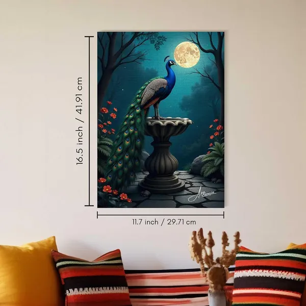 Peacock_Garden_Art_Night_Scene_Full_Canvas_Painting_For_Home_And_Offices