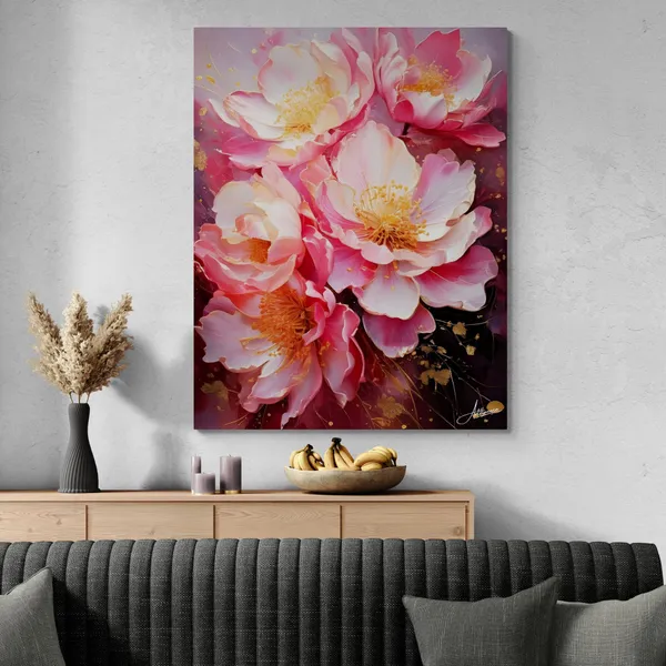Pink_Floral_Art_Romantic_Flower_Elegant_Canvas_Painting_For_Home_And_Offices